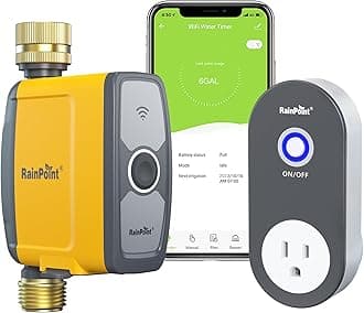 RAINPOINT WiFi Water Timer, Smart Sprinkler Timer Hose Timer WiFi Irrigation Controller, Smart Sprinkler System Valve, APP & Voice Control, Weather-Based Automatic Rain Delay, Brass Inlet & Outlet