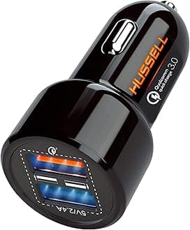 WERPOWER Hussell Cigarette Lighter USB Adapter - 12 V Car Charger for Mobile Phone, Navigation Connection to Socket - 2-Port Multiple Plug - Must Have Car Gadget