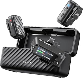 BOYA BOYAMIC 2 Wireless Microphones for iPhone 15-16/Android/PC/Camera,AI Noise Cancellation,32-bit Float Internal Recording,984ft Range, 54H Battery with Charging Case for Recording(without Clip Mic)