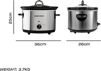 3.5L Slow Cooker – Compact Electric Cooker with Removable Ceramic Bowl & Glass Lid – 3 Heat Settings (Low, High, Keep Warm), Energy Efficient, Ideal for Small Families & Meal Prep, Black
