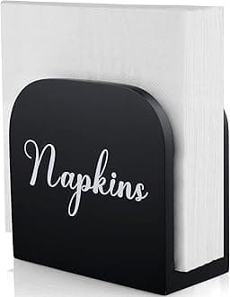 Black Napkin Holder for Table - ALELION Wooden Napkin Holders for Kitchen - Black Kitchen Decor and Accessories for Dining Room Table - Wood Napkin Dispenser