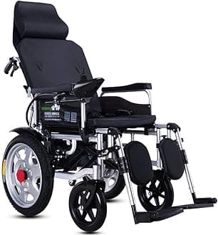 Electric Wheelchair With Headrest, Electric Wheelchair, Foldable Portable, Seat Width 45Cm (Can Support 120Kg), Backrest And Pedal Angle Can Be Adjusted