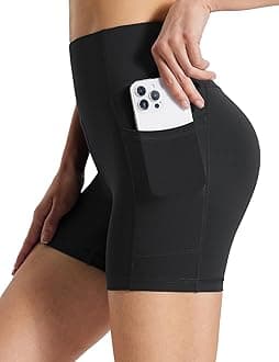 BALEAFWomen's 8"/ 5" Biker Shorts High Waist Yoga Workout Gym Running Volleyball Spandex Shorts with Pockets
