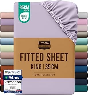 Utopia Bedding Fitted Sheet King, Lavender - Deep Pocket 14 inch (35 cm) - Easy Care - OEKO-TEX Certified - Soft Brushed Polyester Microfibre Fabric - Shrinkage and Fade Resistant - Bottom Sheet