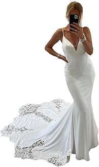 Beach Mermaid Wedding Dresses for Bride 2025 Lace Appliques Tulle Bride Dress He1006
