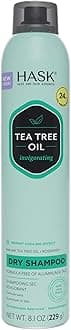 HASK Tea Tree Invigorating Dry Shampoo for Oily, Itchy Scalps – Absorbs Oil, Rebalances Scalp, Hypoallergenic, No Sulfates or Parabens, Cruelty-Free – 8.1oz