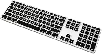 ProElife Silicone Full Size Ultra Thin Keyboard Case Cover Skin for Apple iMac Keyboard Numeric Keypad Wired USB MB110LL/B-A1243 (NOT FIT Magic Keyboard, Item Folded in Packaging) (Black)