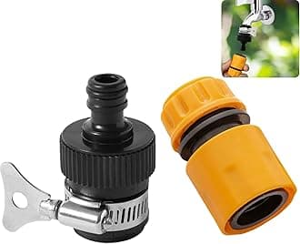 Universal Rubber Tap Connector (for 16 – 21 mm Taps) with Quick Release Hose Connector, Fits 1/2" - 5/8" Garden Hose, Watertight, Easy to Fit, Hozelock Compatible ，Perfect for Kitchen, Garden, Bath