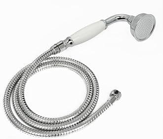 HOMEDEC Vintage Handheld Shower Head with 59inch Flexible Hose High-Pressure Antique Rain Showerhead Combo Replacement No Wand Holder, Round Telephone Shape, Chrome