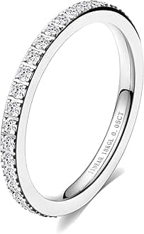 JINEAR 3mm Wedding Bands for Women Eternity Ring 18K Gold Plated Cubic Zirconia Engagement Rings Stackable Anniversary Promise Statement Ring Gift for Her Size 5 to 10