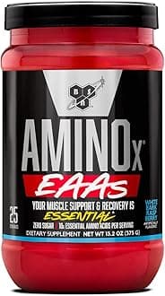 BSN Amino X EAAs, Muscle Recovery & Endurance, 10g Essential Amino Acids, 5g BCAAs, Zero Sugar, Caffeine Free, White Bark Raspberry, 13.2oz, 25 Servings