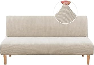 H.VERSAILTEXArmless Futon Cover Stretch Sofa Bed Slipcover Protector Elastic Feature Rich Textured High Spandex Small Checks Jacquard Fabric Futon Cover, Machine Washable, Island Fossi