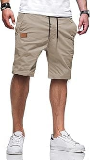 Mens Casual Shorts - Cotton Drawstring Summer Beach Stretch Twill Chino Golf Shorts