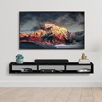 Torche Wooden Wall Mounted TV Unit, TV Cabinet for Wall, TV Stand for Wall, Set Top Box Stand (Large Granite Black-Glider TV) Ideal for 32-48 INCHES T.V.