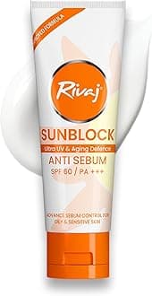 Rivajuk SPF60 Anti-Sebum Sunblock 40ml – Broad Spectrum UVA/UVB Protection | Pore Minimizing, Oil Control & Lightweight Texture | Non-Greasy Daily Sunscreen for Face & Body | Works Well Under Makeup