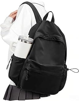 VECAVE School Backpack Black Waterproof Bookbag Casual Lightweight Travel Rucksack Daypack Backpacks for Men Women College High School Bags backpack for Boys Girls Teens