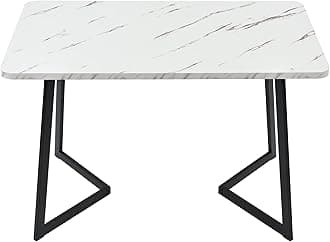 Merax Rectangular Marble Dining Table – Modern Kitchen Table 117x68cm with Me...