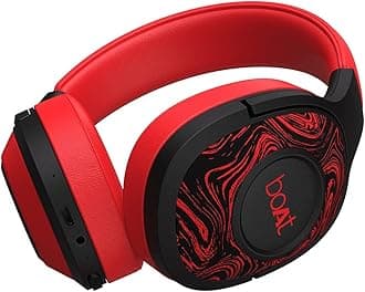 Boat Rockerz 558 Bluetooth Wireless Over Ear Headphones with Mic Upto 20 Hours Playback, 50MM Drivers, Soft Padded Ear Cushions and Physical Noise Isolation (Red)