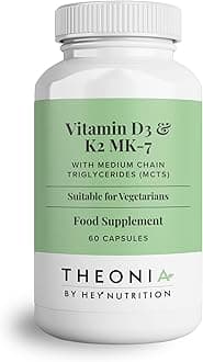 Vitamin D3 & K2 MK-7-100ug Each with MCT Oil - Suitable for Vegetarians - Support Healthy Bones, Teeth, Muscles, Immune Function, and Fatigue - Non-GMO