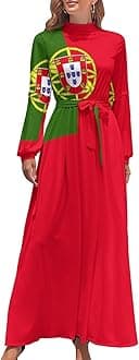 TAIZIYEAH Long Dress Elegant Casual Long Dress Portugal Flag Girls Summer Sunshine Beach Skirts for Womens L