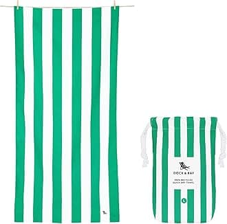 Dock & Bay Beach Towel - Quick Dry, Sand Free - Compact, Lightweight - 100% Recycled - Includes Bag - Cabana - Cancun Green - Large (160x90cm, 63x35")