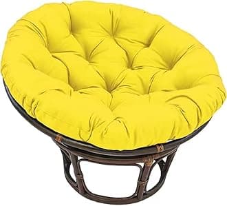 AHSBND Large Round Papasan Chair Cushion, Thick Outdoor Rocking Chair Cushion, Rattan Hanging Basket Cushion, Egg Nest Replacement Pad(Yellow,60 * 60cm)