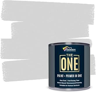 THE ONE All-In-One Paint & Primer - Light Grey Matte, 84.5 Fl Oz/2.5 Liter | 1 Coat Formula | Easy Indoor & Outdoor Decorating for Home & Garden Walls, Floors & Furniture | Water-Based & Low VOC