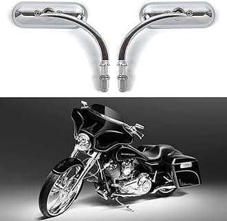 Chrome Oval Shape Motorcycle Mirrors,Upgrade Rearview Motorcycle Mirrors Compatible with Harley Road King Softail Street Glide Electra Dyna And More