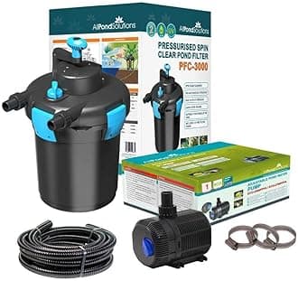 AllPondSolutions Pressurised Koi Fish Pond Filter Complete Kit with Pond Pump and UV Steriliser Light All in one - Ponds Up to 3000 litres - PFC-3000-KIT