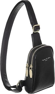 Crossbody Cell Phone Sling Bag for Women Synthetic Leather Small Crossbody Cell Phone Purses(Black)