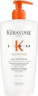 KERASTASE Nutritive Bain Satin Riche Shampoo | Cleanses & Deeply Replenishes Moisture | With Plant-Based Proteins & Niacinamide | For Medium to Thick to Dry Hair