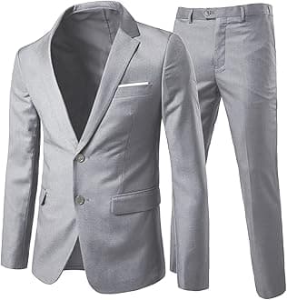 Allthemen Mens Suits 2 Piece Slim Fit Wedding Dress Suit Two Buttons Business Suit Blazer Casual Jackets Trousers