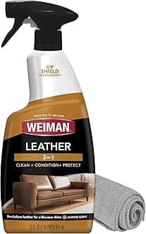 Leather Cleaner, Polish and Conditioner for Furniture, Car, Purses, Shoes, Boots and Couches- Micro Fiber Towel Included, 22oz