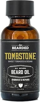 Live BeardedBeard Oil - Premium All-Natural Beard Oil for Men with Jojoba Oil Beard Care - 1 fl oz - Made in the USA - Beard Oil for Dry Flaky Skin - Tombstone Scented: Sweet Tobacco, Cedar
