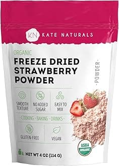 Kate Naturals Organic Freeze Dried Strawberry Powder for Baking & Drinks. Natural Strawberry Flavoring for Cakes, Icing & Smoothies (4oz, No Added Sugar)