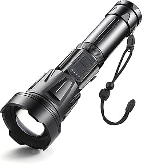 ASORT LED Torch Extremely Bright 40,000 Lumens, USB Rechargeable, 36 Cores LED, IPX67 Waterproof, Rechargeable Zoomable Torch for Camping, Hiking and Emergency Use (26650 Battery) [Energy Class A+++]