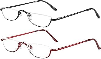Half Frame Reading Glasses - Half Moon Readers with Spring Hinge for Women Men