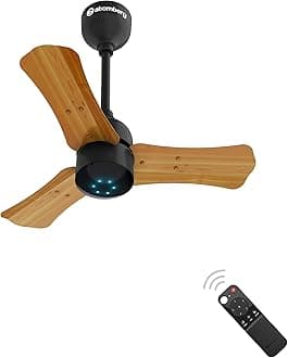 Renesa+ 600mm BLDC Ceiling Fan with Remote Control | BEE 5 star Rated Energy Efficient Ceiling Fan | High Air Delivery with LED Indicators | 2+1 Year Warranty (Golden Oakwood)