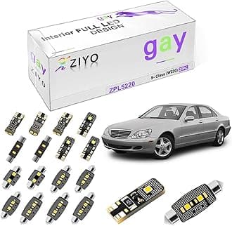 ZIYO ZPL5220 - LED Interior Light Kit Replacement for Mercedes Benz S Class W220 1995-2005, 6000K Xenon White Dome Light Bulbs Upgrage Error Free (W220 1995-2005 (22 Bulbs))