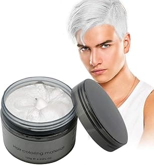 Unisex Temporary Hair Coloring Styling Mud Wax Cream for Halloween Dress Up (white) - Disposable