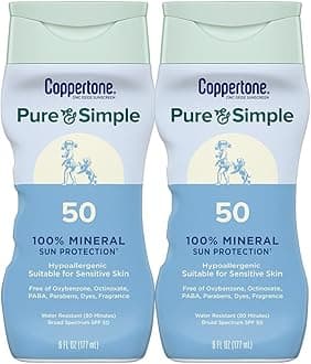 Pure and Simple Zinc Oxide Mineral Sunscreen Lotion SPF 50, Body Sunscreen, Water Resistant, Broad Spectrum SPF 50 Sunscreen Pack, 6 Fl Oz Bottle, Pack of 2