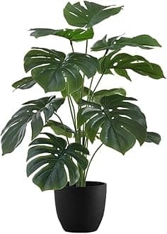 Artificial Money Plant with Pot - 70 cm Tall, 12 Leaves, Lifelike Green Ornamental Plant for Interior, Home, and Office Decor|Palm Leaves Artificial Tropical Monstera,Faux Silk