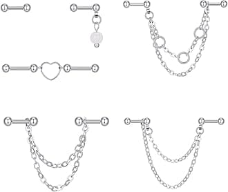 Industrial Piercing Jewelry - Industrial Earrings for Women & Men, 16g & 14g, Surgical Stainless Steel Barbell & Bar Piercing