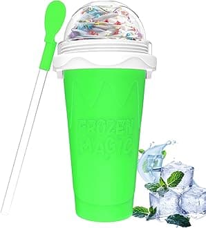 Slushie Maker Cups, Magic Quick Frozen Smoothies Cup for Homemade Milk Shake Ice Cream Maker, Cooling Cups, Double Layer Squeeze Slushy Maker Cup, Birthday Gifts for Friends,Family (Green)