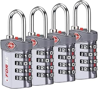 Forge 4-Digit Combination Lock, TSA Approved Locks for Luggage, Travel, Gym, School, Suitcase, Backpack, Pelican case, Easy Read dials, Zinc Alloy Body.
