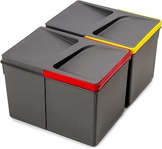 Waste Bins, Waste Sorting bin for Cut-Out Base, Set of 2 Bins Height 216mm (8,5 inch) with 12 litres Capacity