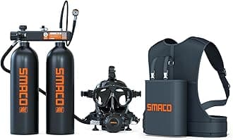 SMACO Mini Scuba Tank 3.8L Scuba Diving Tank (Assembled by Two 1.9L Cylinders) for Shallow Water Diving Support Breath Portable Scuba Tank Kit for Diving Entertainment
