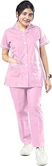 UNIFORM CRAFT Female Nurse Uniform Clothing Set | Hospital Staff, Clinics, Home Health, Nanny Uniforms For Women Made Of Polyester-Cotton (Large, Pink)