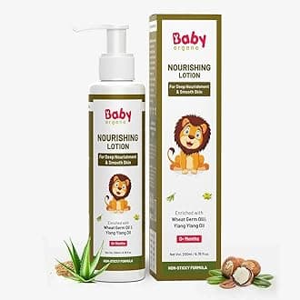 Babyorgano Baby Body Lotion for Newborn 0-2 Years Babies 200ml | Nourish & Moisturise Skin | Non Sticky | Enriched with Ylang Ylang, Olive Oil, Paraben Free