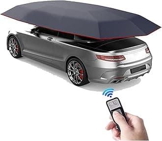 Universal Car Tent Movable Carport, Outdoor Automatic Auto Cover Waterproof Car Sun Shade Umbrella Tent Anti-UV Protection Windproof Oxford Cloth,Navyblue-4.2x2.1m